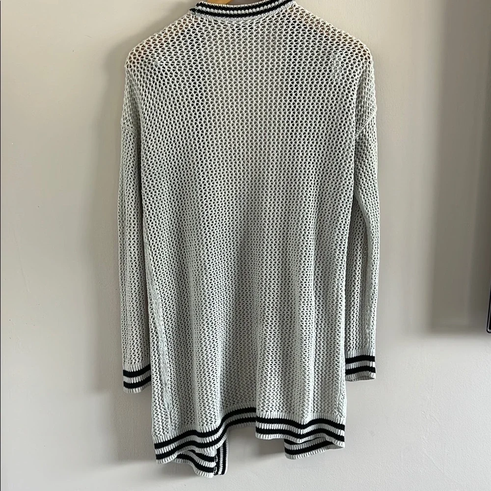 Cream and Black Long-Line Cardigan Sweater - Picture 5 of 5